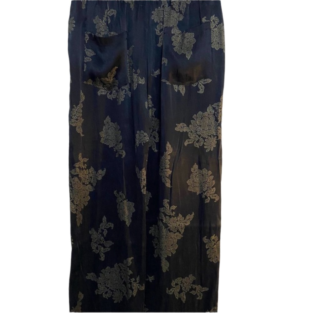 ZARA Black and Gold Flowy Pants - Picture 5 of 12